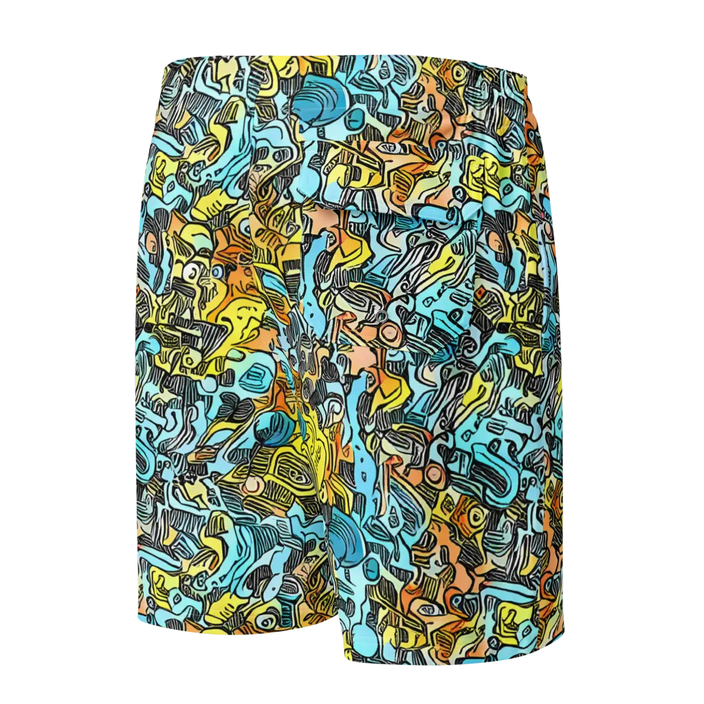 Neon Riddle on Men's Board Shorts — Back