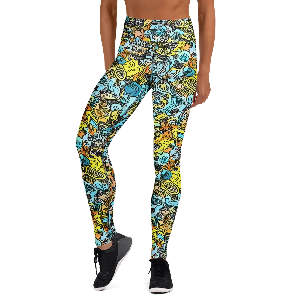 Neon Riddle on Yoga Leggings — Front