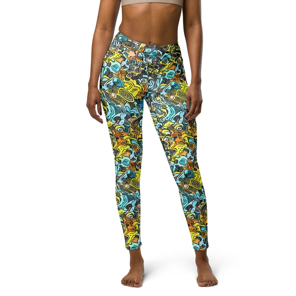 Neon Riddle on Yoga Leggings — Front