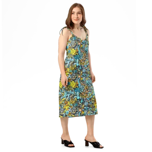 Neon Riddle on a Slip Dress