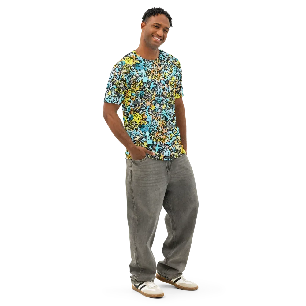 Neon Riddle on Men's Cotton Crew Neck T-Shirt — Right Front