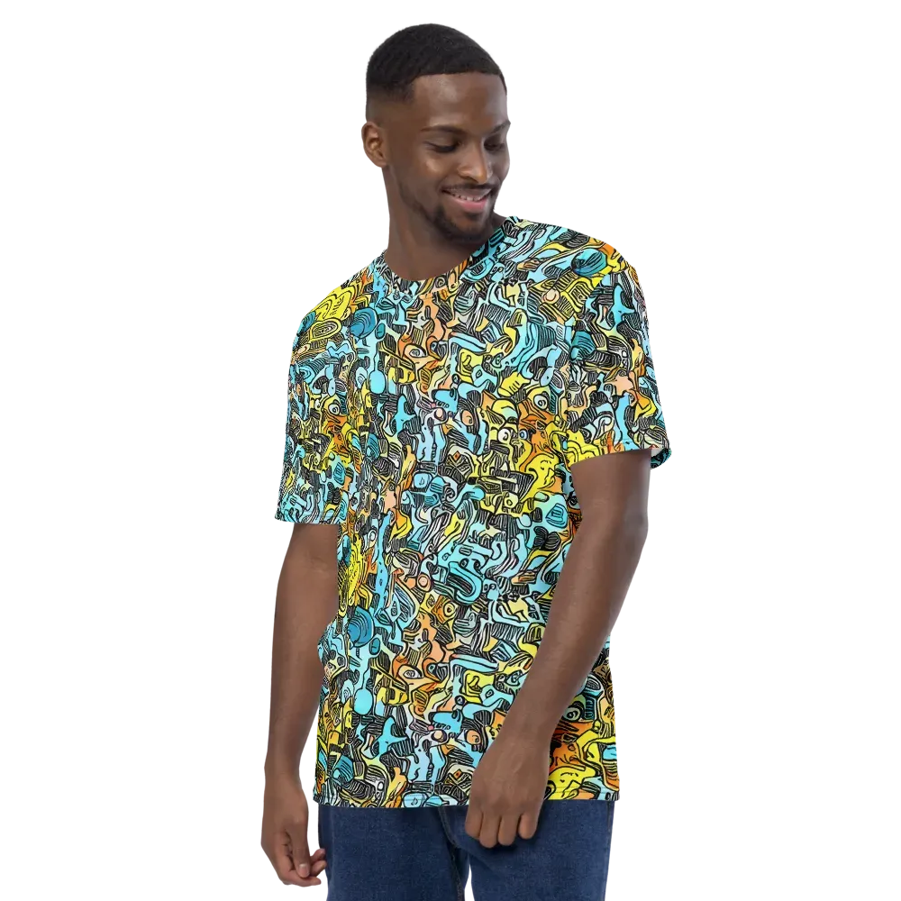 Neon Riddle on Men's Crew Neck T-Shirt — Left