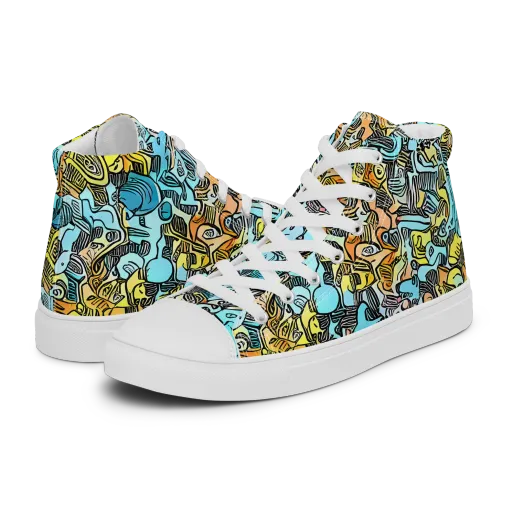 Neon Riddle on a Men's High Top Canvas Shoes