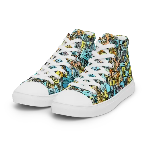 Neon Riddle on a Women's High Top Canvas Shoes