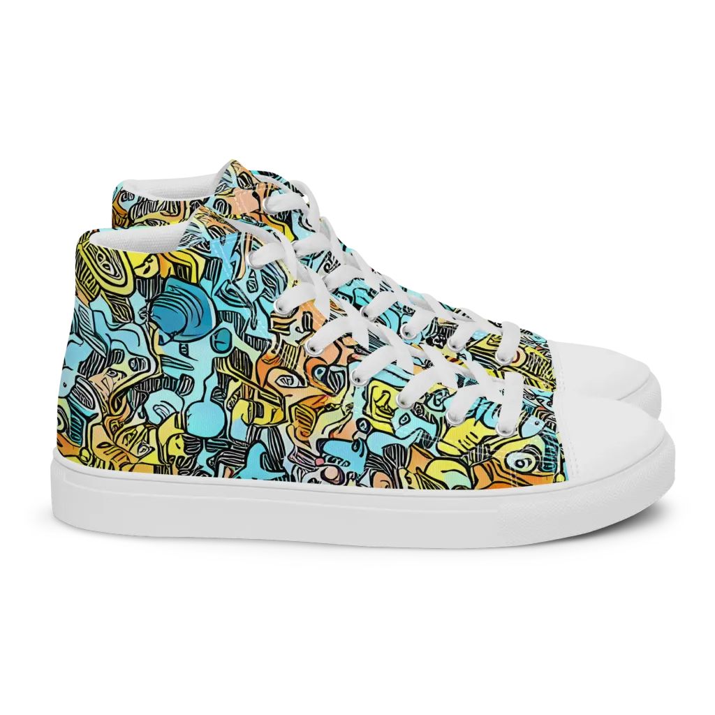 Neon Riddle on Women's High Top Canvas Shoes — Right