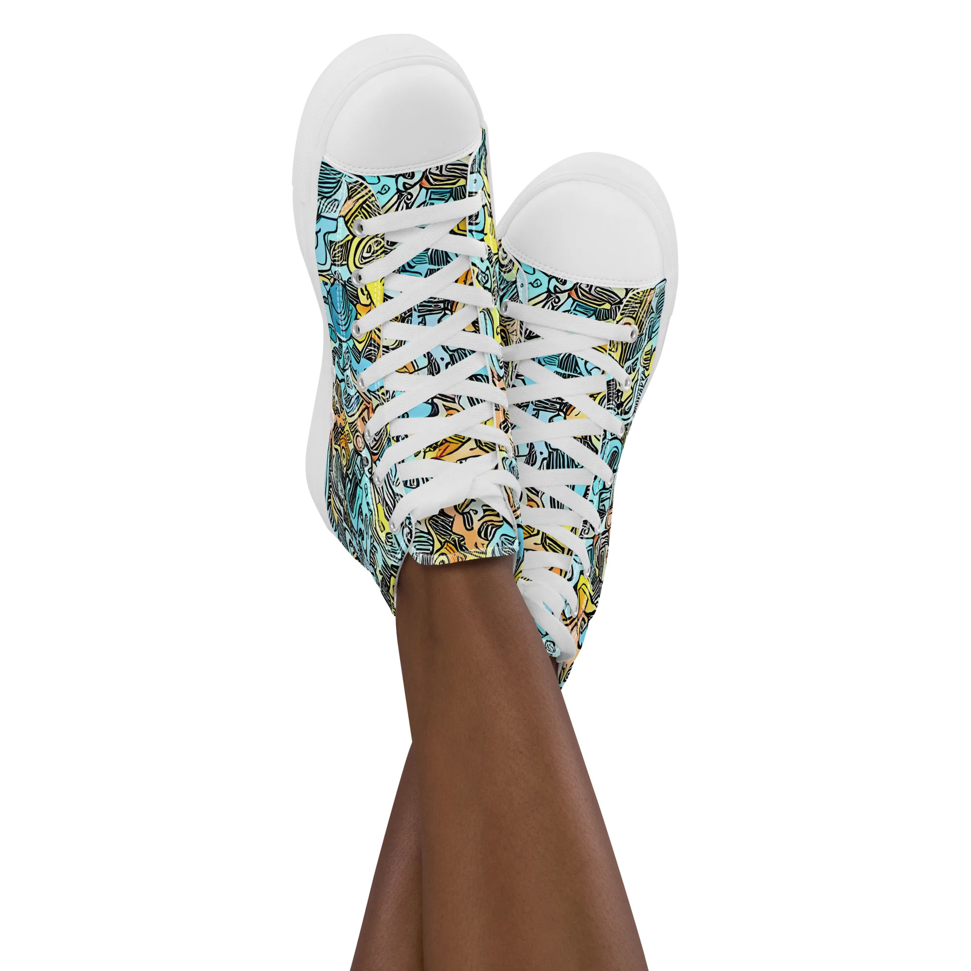 Neon Riddle on Women's High Top Canvas Shoes — Front