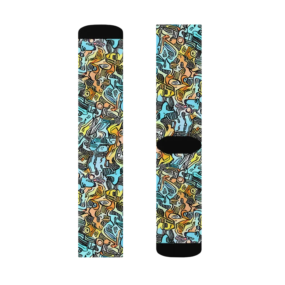 Neon Riddle on Socks — Right Sock