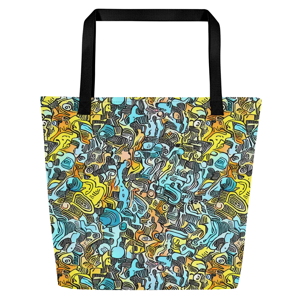 Neon Riddle on Large Tote Bag W/ Pocket — Front