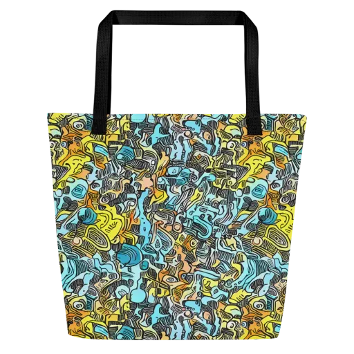 Neon Riddle on a Large Tote Bag W/ Pocket