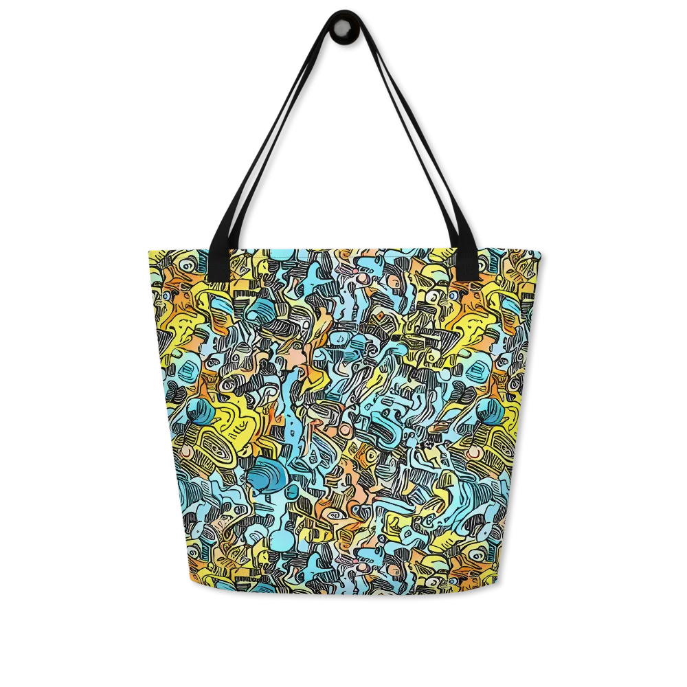 Neon Riddle on Large Tote Bag W/ Pocket — Front