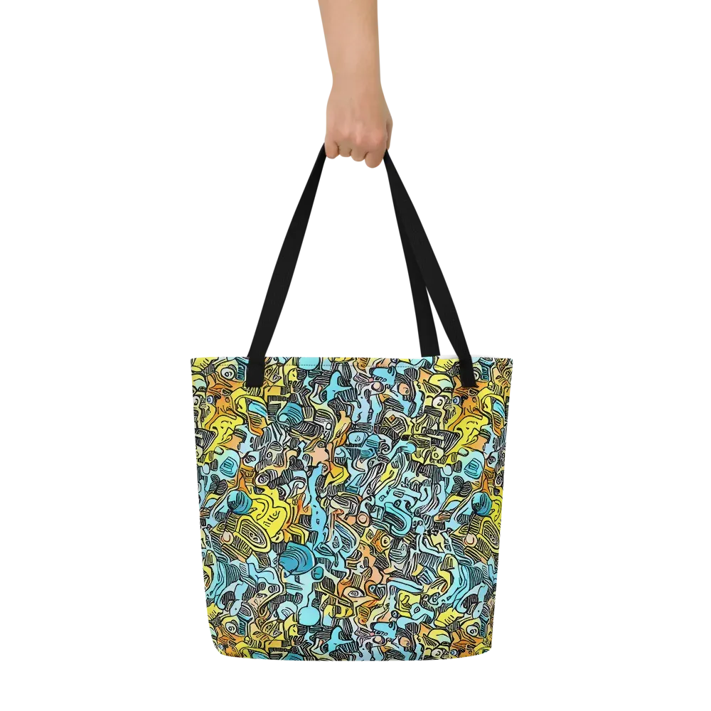 Neon Riddle on Large Tote Bag W/ Pocket — Front