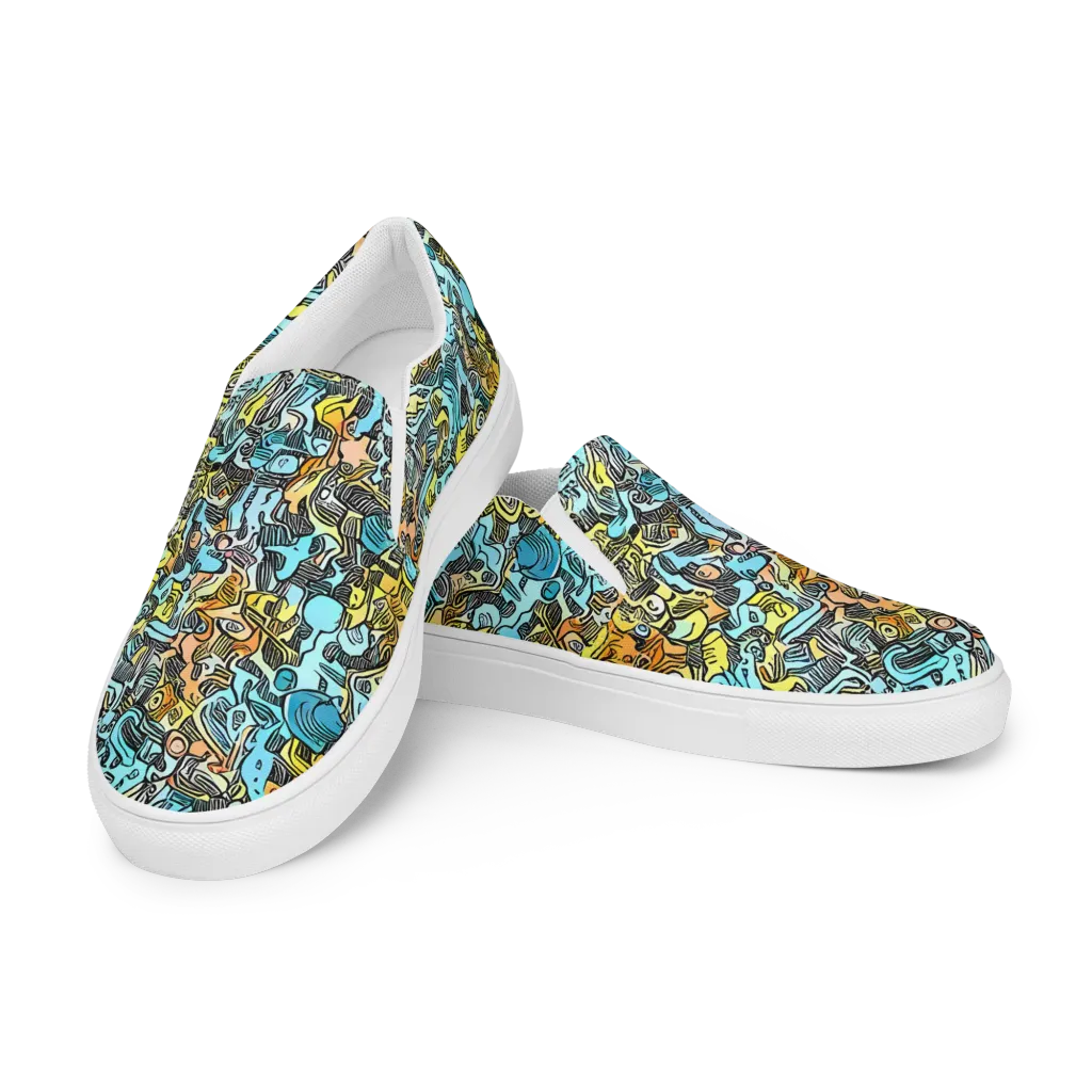 Neon Riddle on Women's Slip-On Canvas Shoes — Left Front