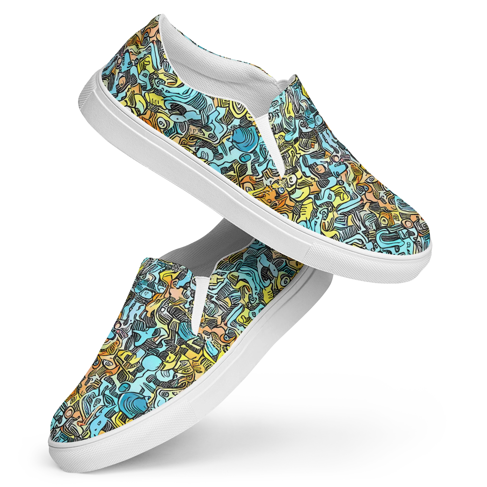 Neon Riddle on Women's Slip-On Canvas Shoes — Front