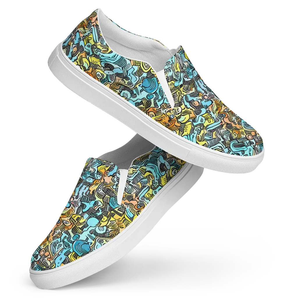 Neon Riddle on Women's Slip-On Canvas Shoes — Front