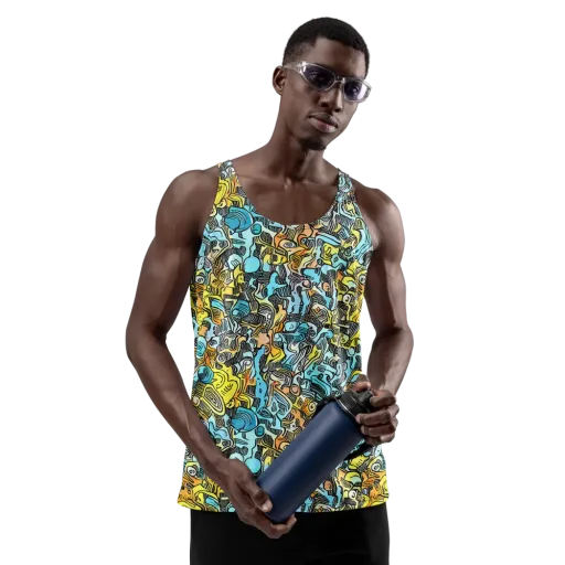 Neon Riddle on a Men's Tank Top