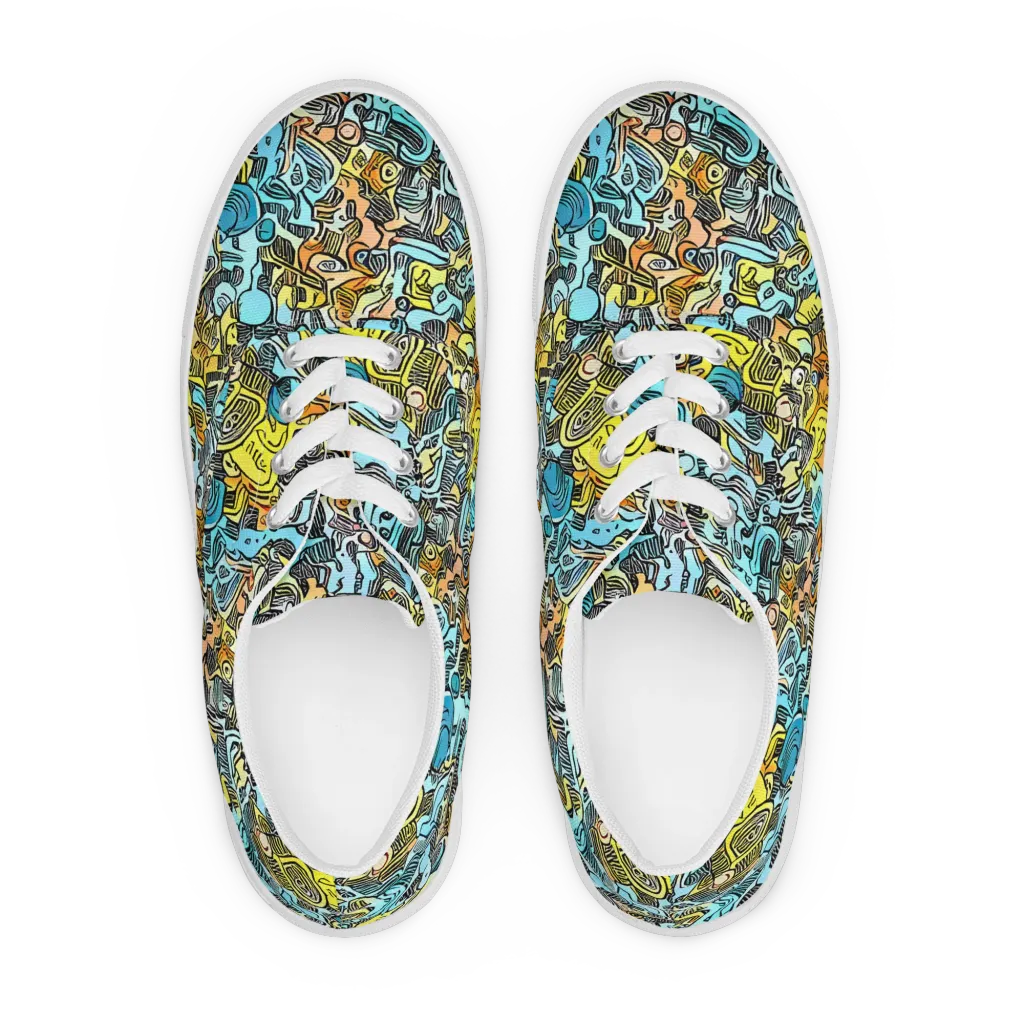 Neon Riddle on Men's Lace-Up Canvas Shoes — Front