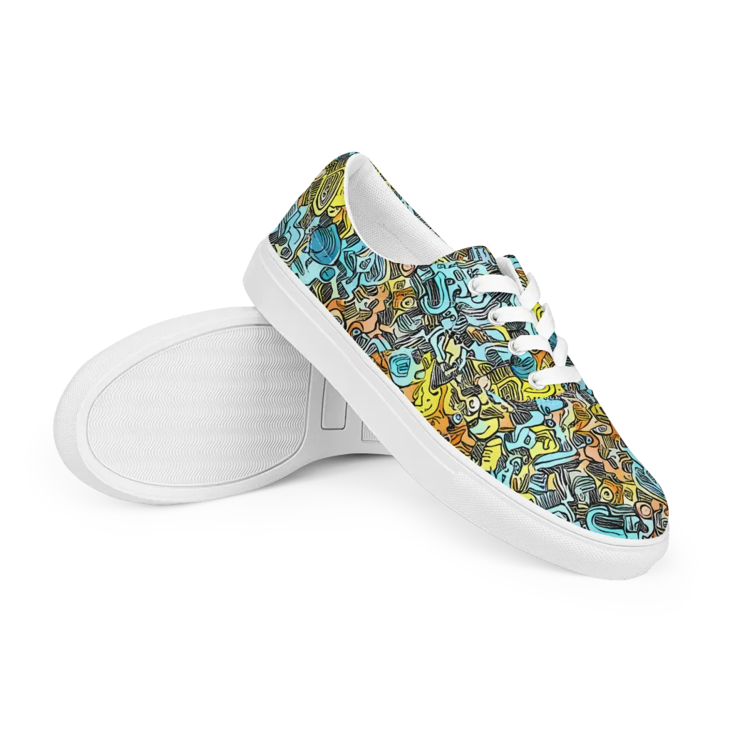 Neon Riddle on Men's Lace-Up Canvas Shoes — Right Front