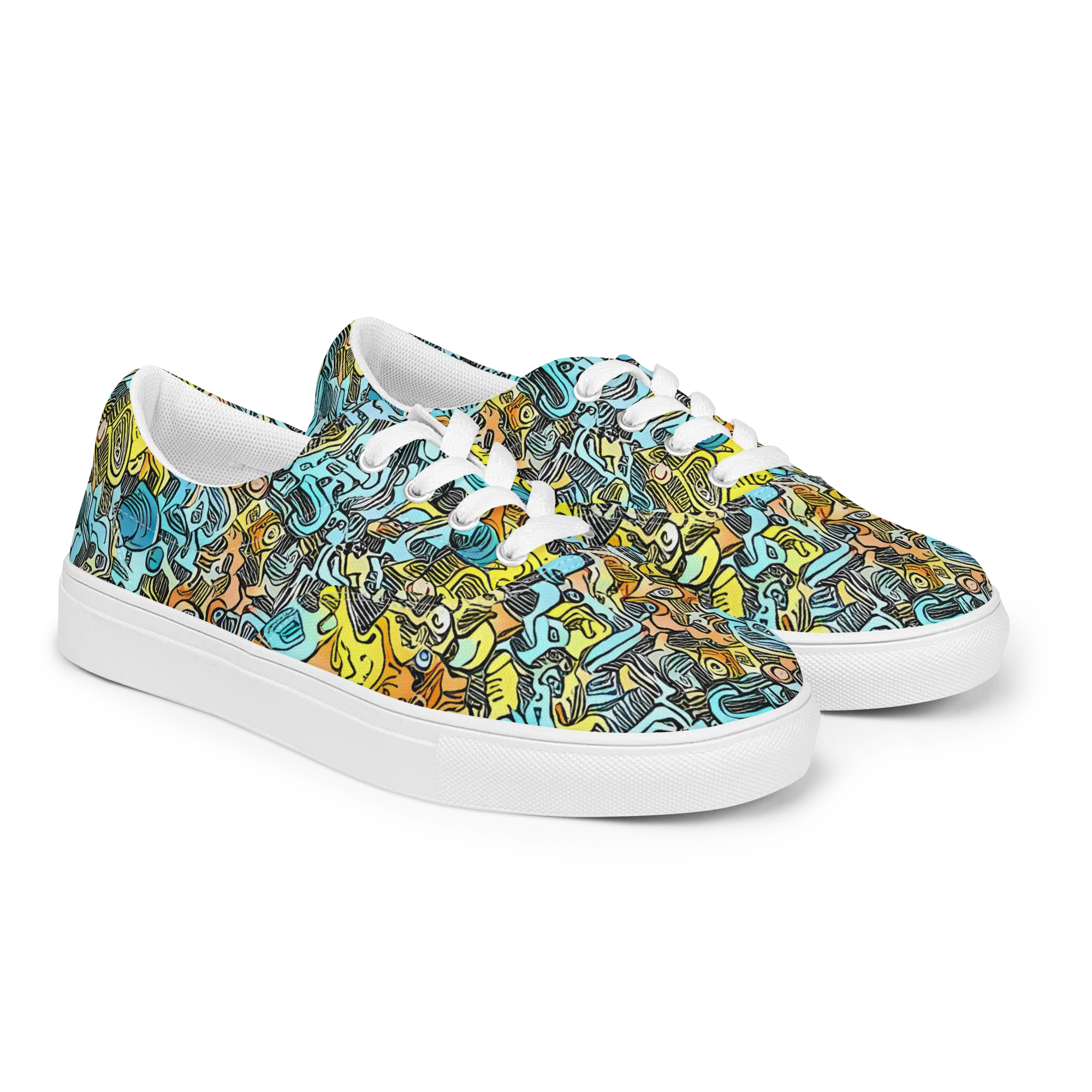 Neon Riddle on Men's Lace-Up Canvas Shoes — Right Front
