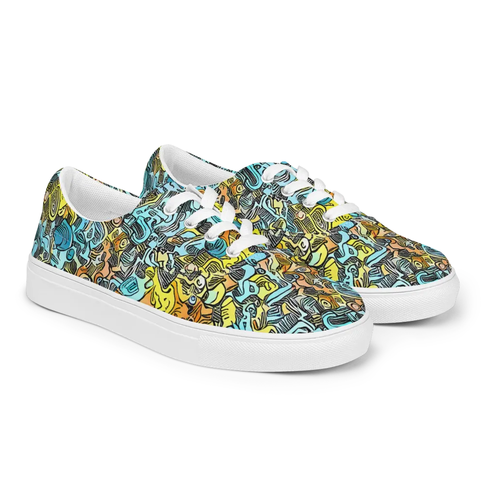 Neon Riddle on Men's Lace-Up Canvas Shoes — Right Front