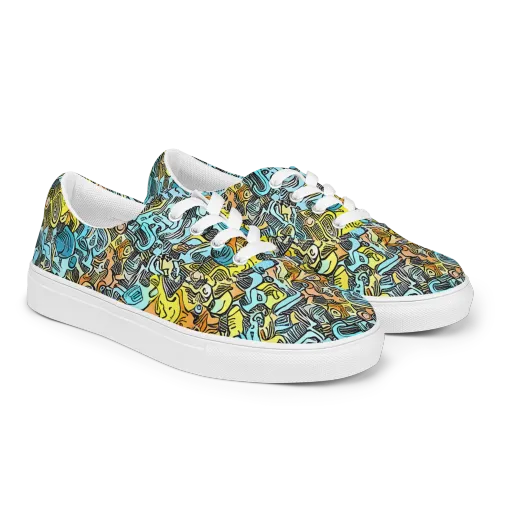 Neon Riddle on a Men's Lace-Up Canvas Shoes