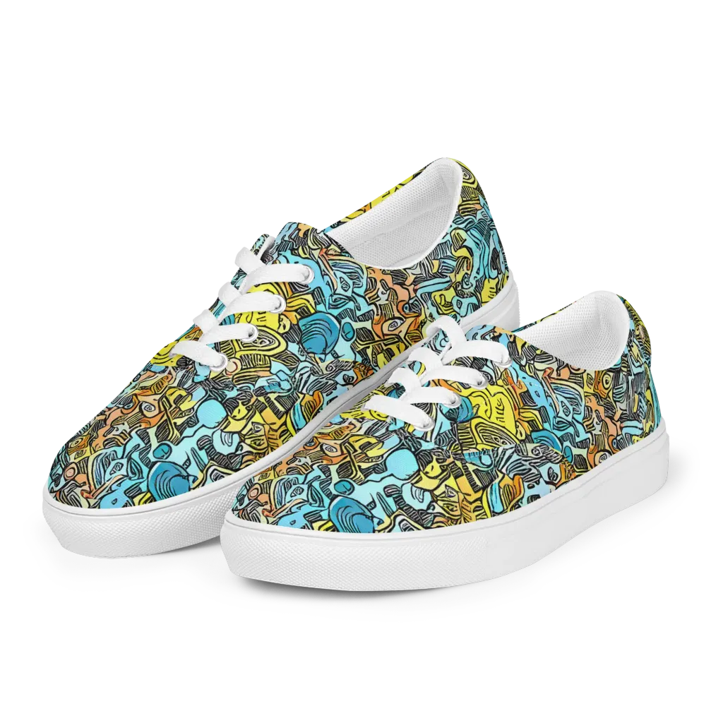 Neon Riddle on Men's Lace-Up Canvas Shoes — Left Front