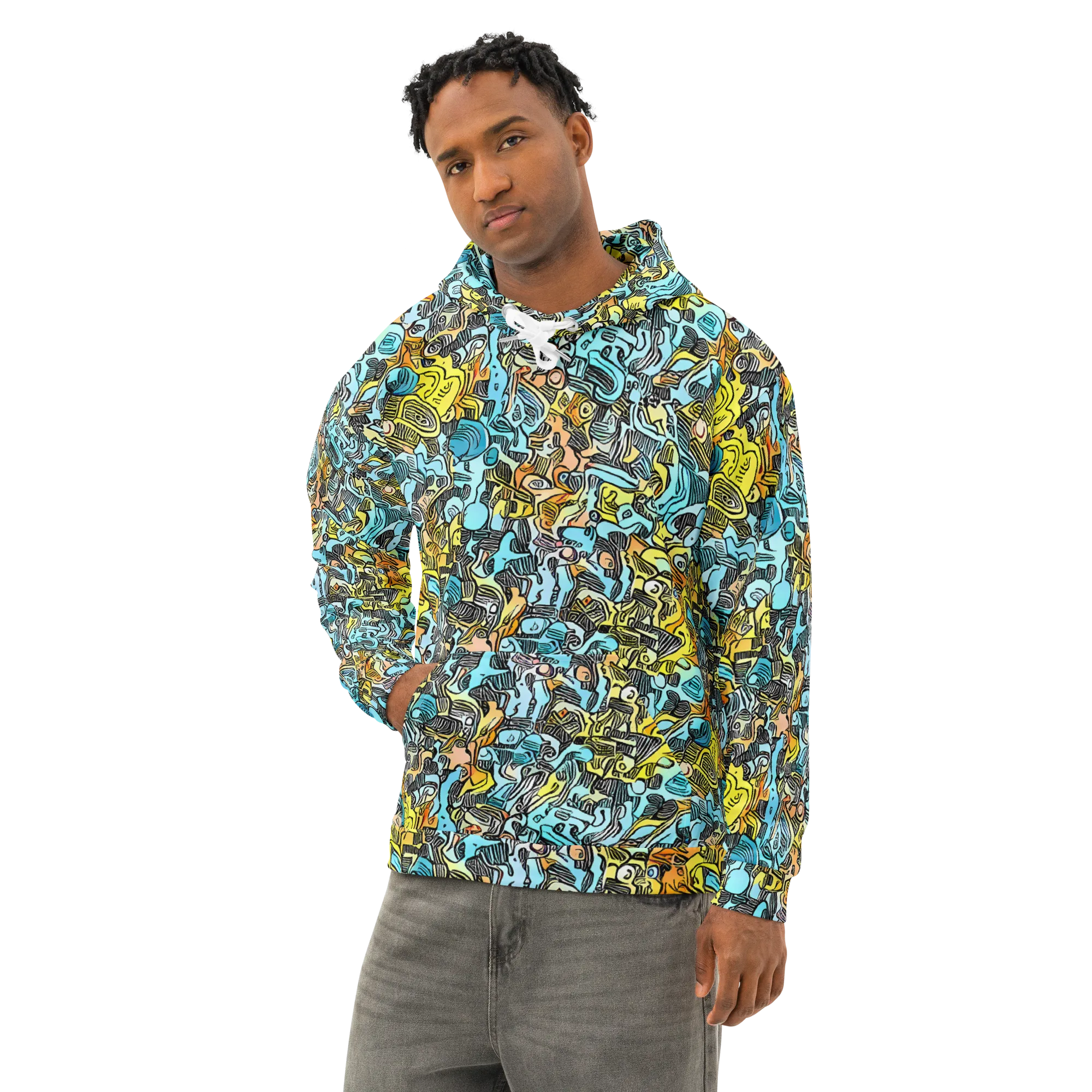 Neon Riddle on Cotton Hoodie — Left Front