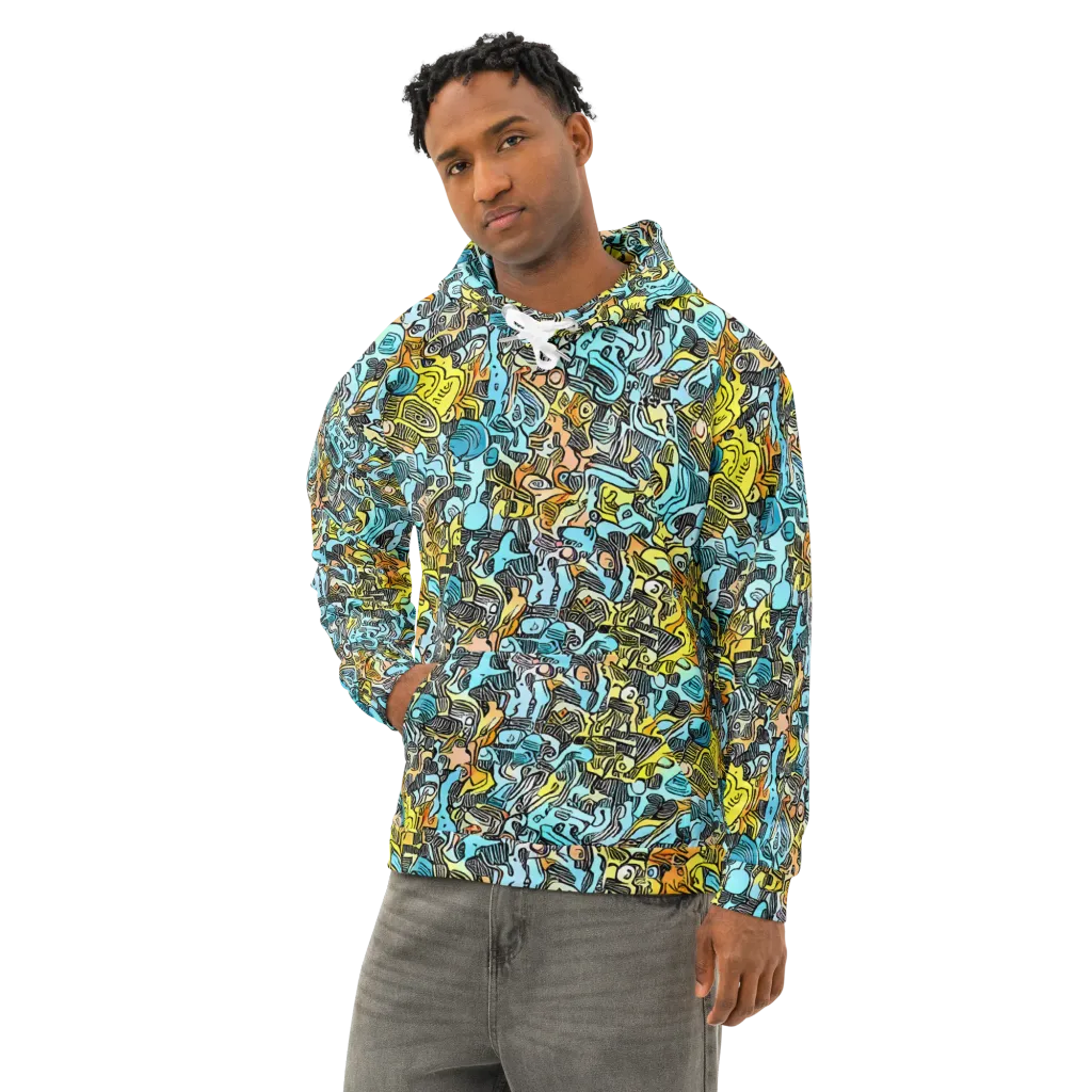 Neon Riddle on Cotton Hoodie — Left Front