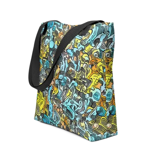 Neon Riddle on a Tote Bag