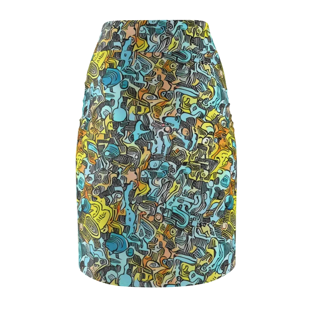 Neon Riddle on Pencil Skirt — Back