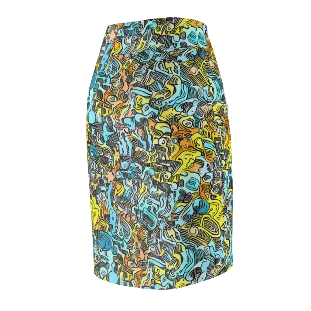 Neon Riddle on Pencil Skirt — Back Side
