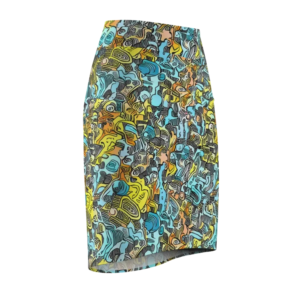Neon Riddle on Pencil Skirt — Front Side