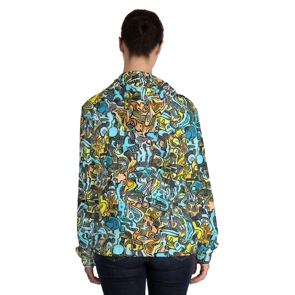 Neon Riddle on Women's Full-Zip Hoodie — Back On Person