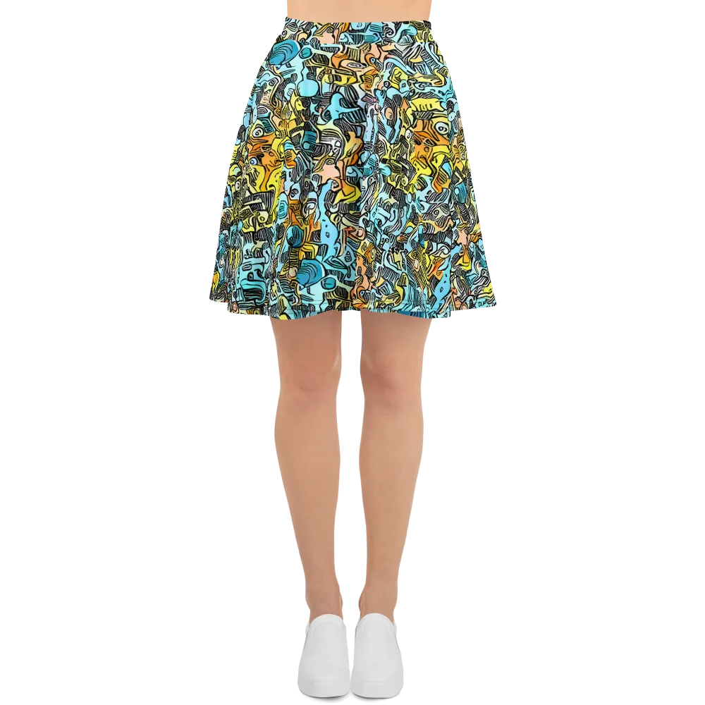 Neon Riddle on Skater Skirt — Front