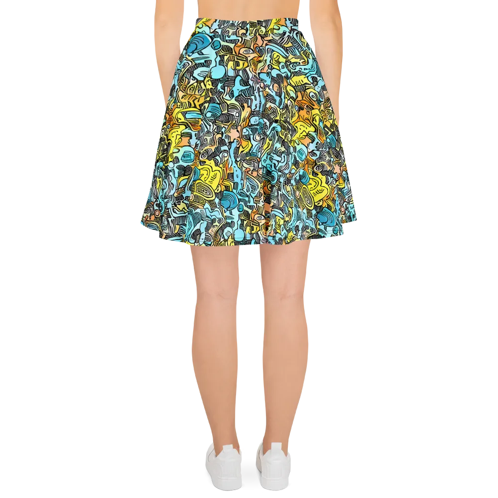 Neon Riddle on Skater Skirt — Back