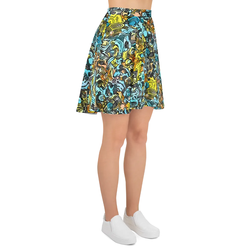 Neon Riddle on Skater Skirt — Right