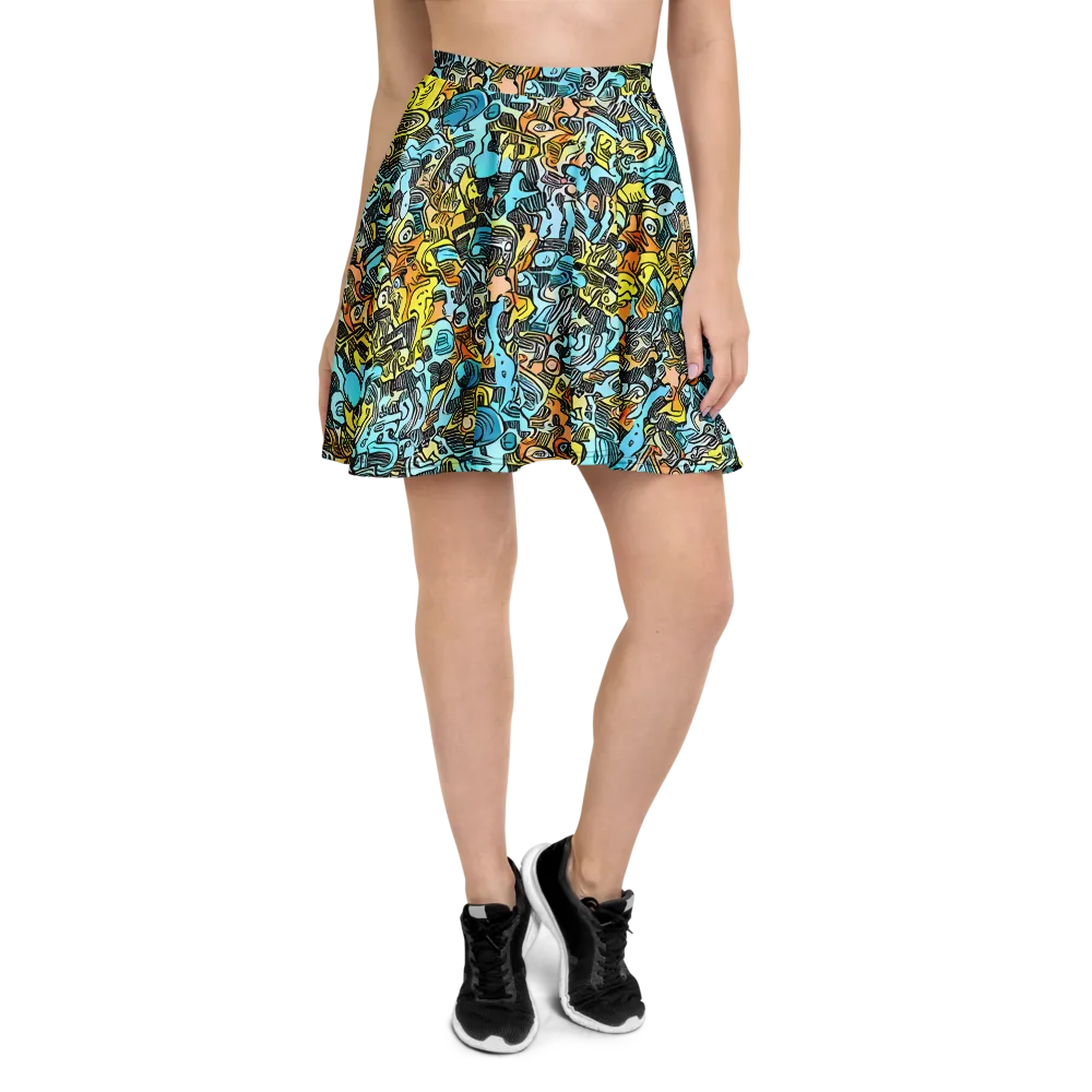 Neon Riddle on Skater Skirt — Front