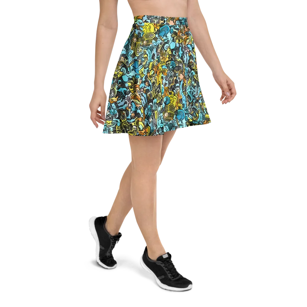 Neon Riddle on Skater Skirt — Right
