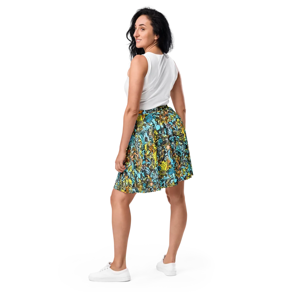 Neon Riddle on Skater Skirt — Back