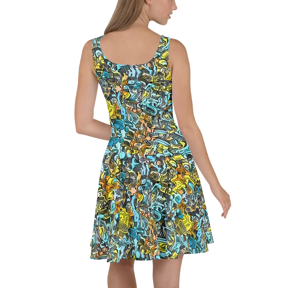 Neon Riddle on Skater Dress — Back