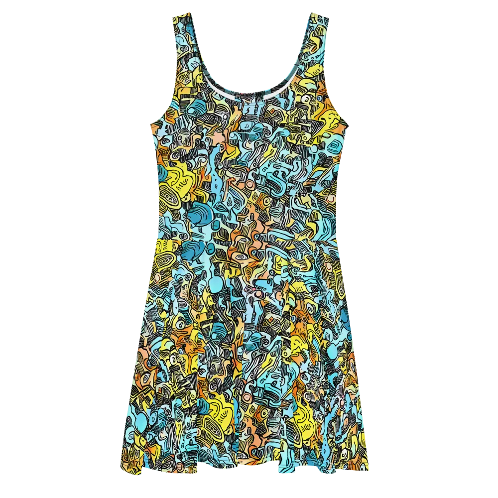 Neon Riddle on Skater Dress — Front