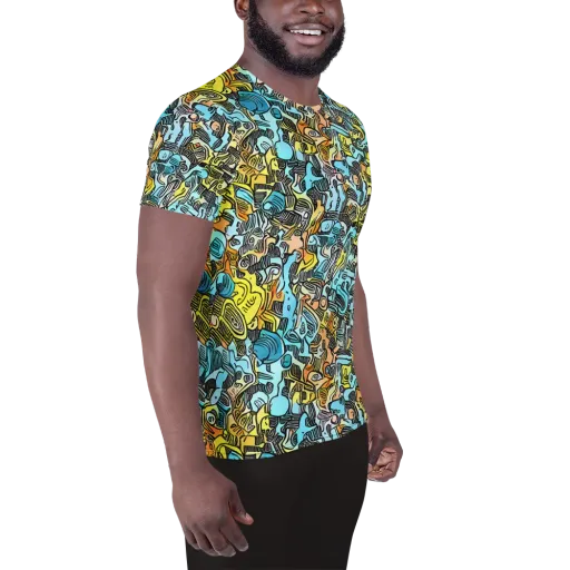 Neon Riddle on a Men's Athletic T-Shirt