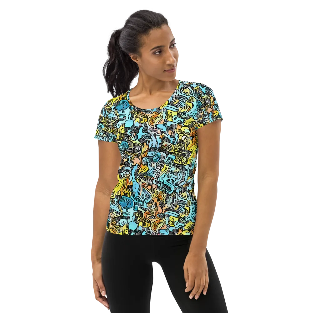 Neon Riddle on Women's Athletic T-Shirt — Front
