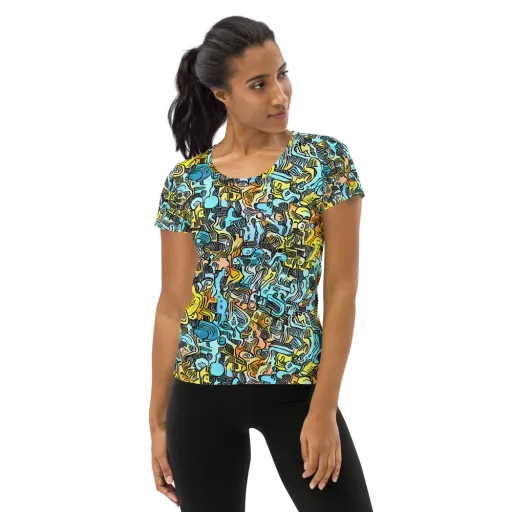 Neon Riddle on a Women's Athletic T-Shirt