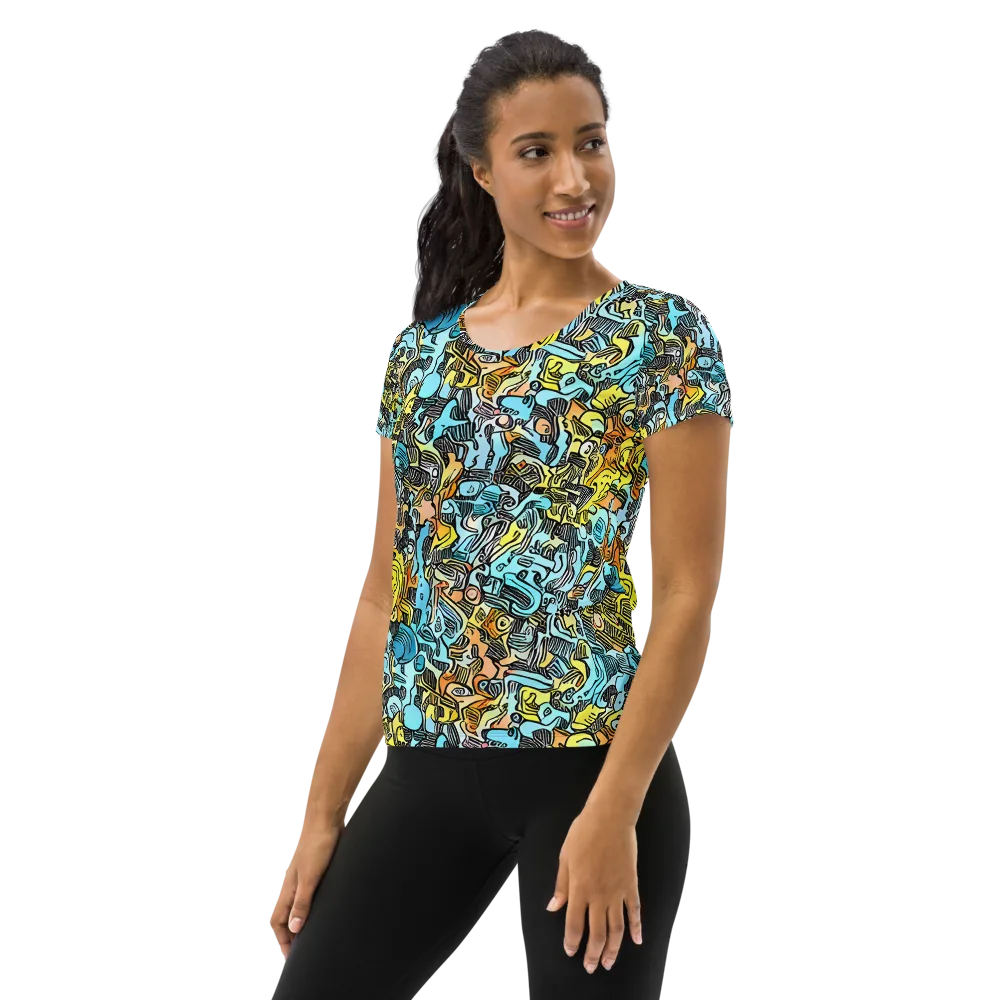 Neon Riddle on Women's Athletic T-Shirt — Left