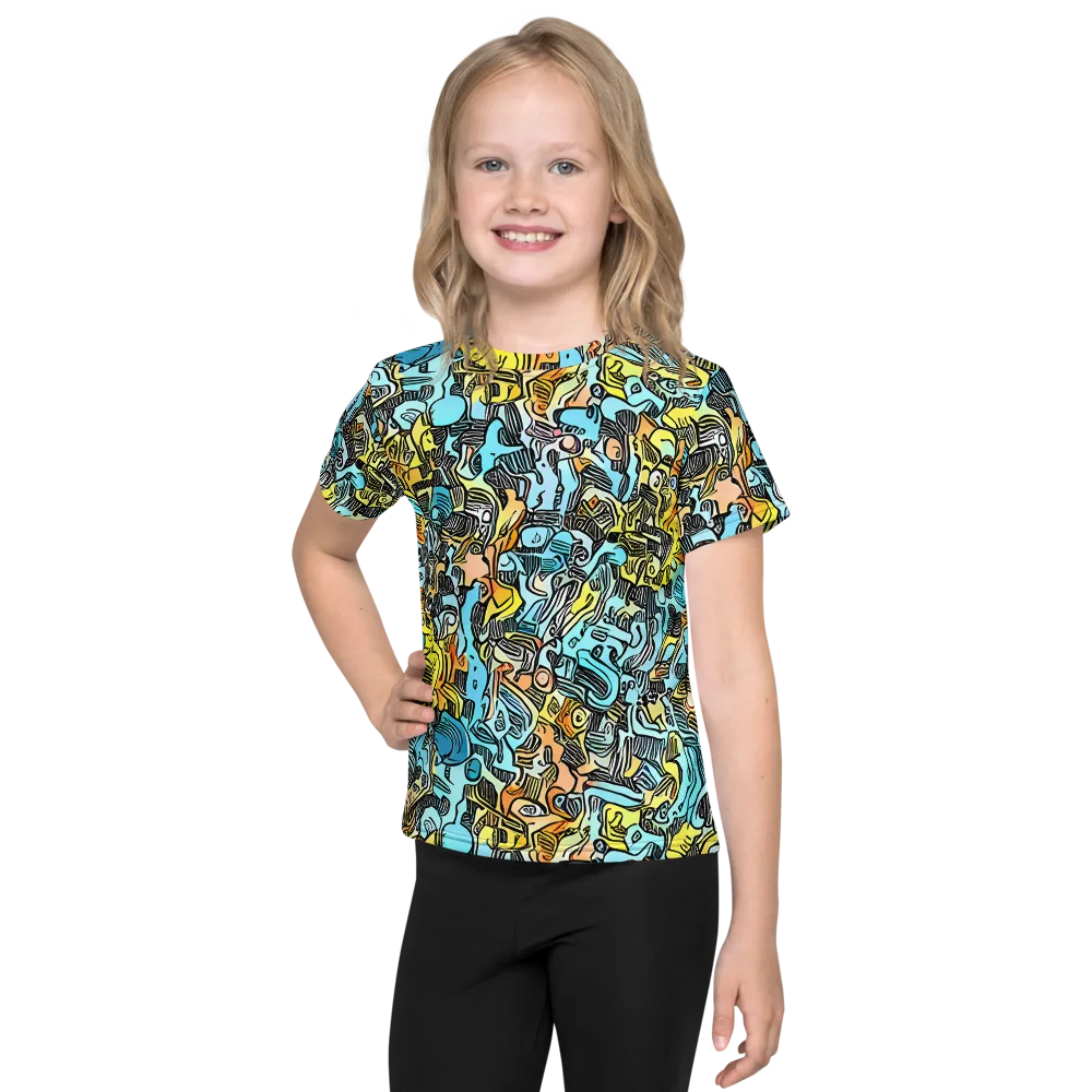 Neon Riddle on Kids Crew Neck T-Shirt — Front