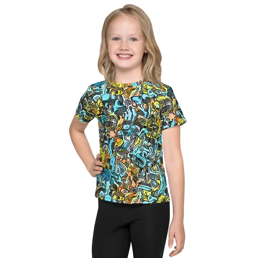 Neon Riddle on Kids Crew Neck T-Shirt — Front