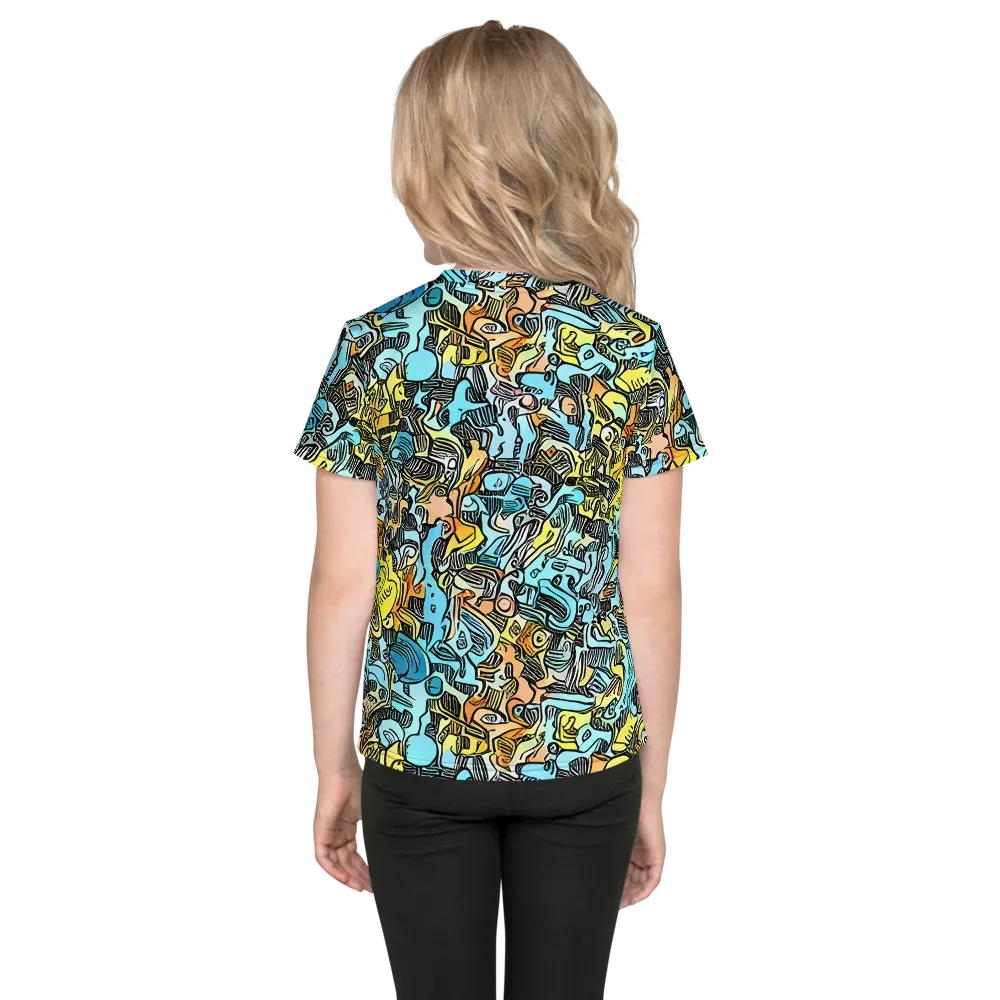 Neon Riddle on Kids Crew Neck T-Shirt — Back