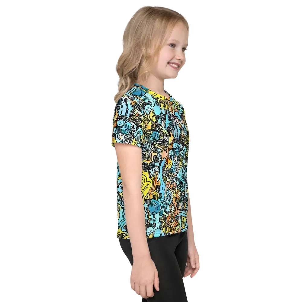 Neon Riddle on Kids Crew Neck T-Shirt — Right