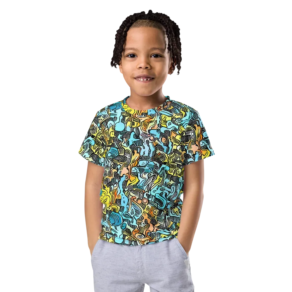 Neon Riddle on Kids Crew Neck T-Shirt — Front
