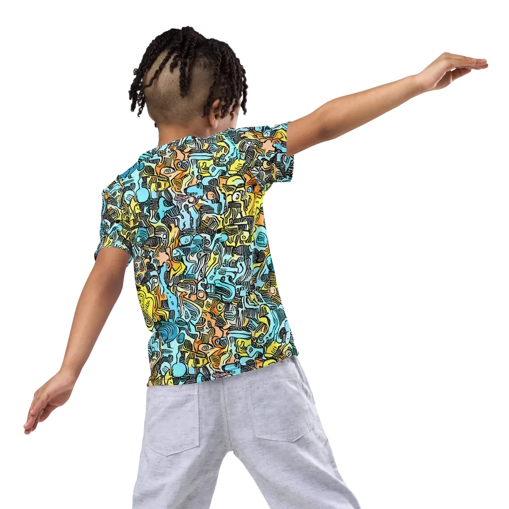 Neon Riddle on Kids Crew Neck T-Shirt — Back